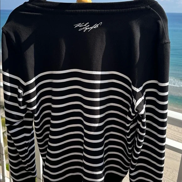 Karl Lagerfeld Monochrome Striped Pullover - Picture 6 of 8